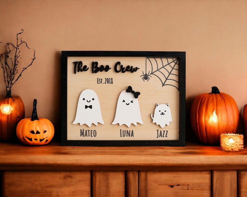 Personalized Wooden Halloween Table Decor for Festive Autumn Touch Custom Halloween Family Decor Halloween Gift