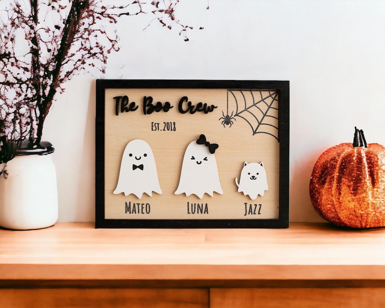 Personalized Wooden Halloween Table Decor for Festive Autumn Touch Custom Halloween Family Decor Halloween Gift
