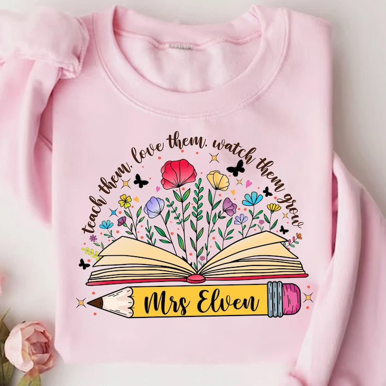 Teacher Appreciation Shirt | Teacher T-shirt |Teacher Wildflowers Shirt |Teach Them Shirt | Retro Teacher Sweatshirt | Teacher Floral Shirt