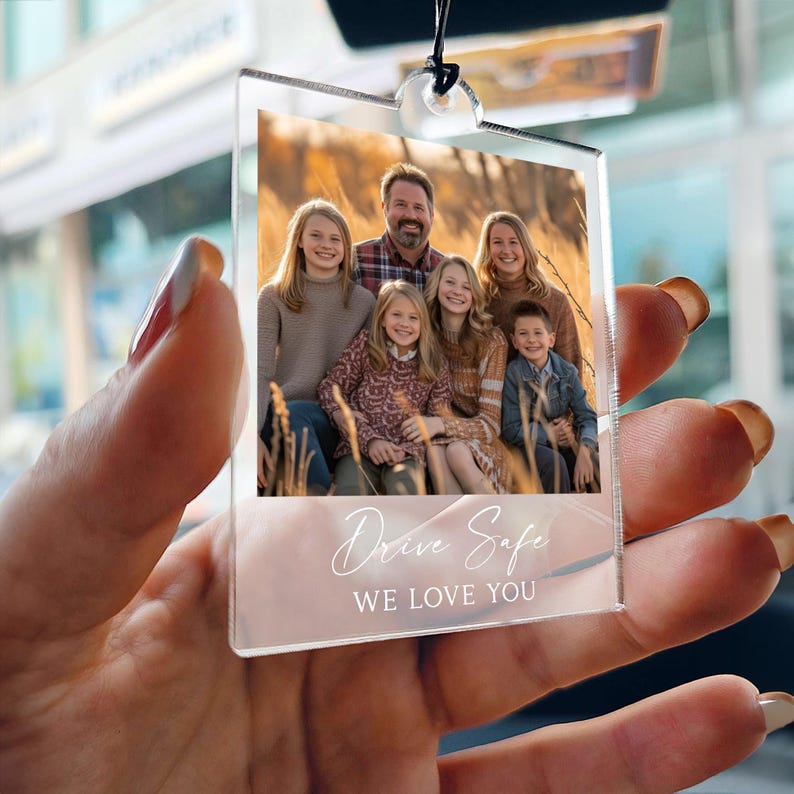 Personalized Photo Car Ornament, Photo quality,First Car Gift,Custom Photo Car Ornament, Test pass gift, Gift for Him, Husband Gift Dad gift