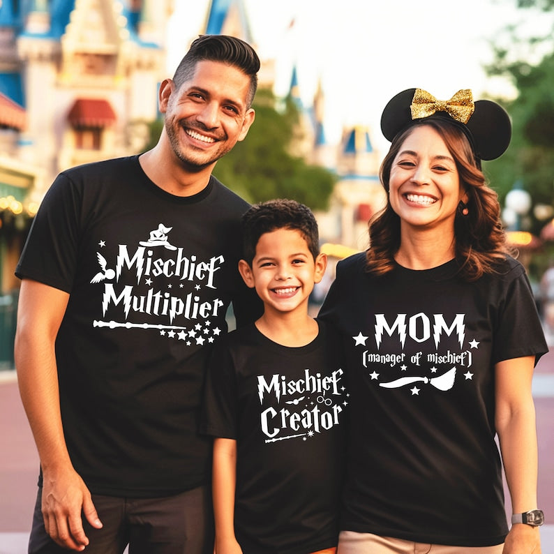 2025 Custom Family Shirts Matching Wizard Vacation T-Shirts Pottery & Mischief Theme, Personalized Group Outfits