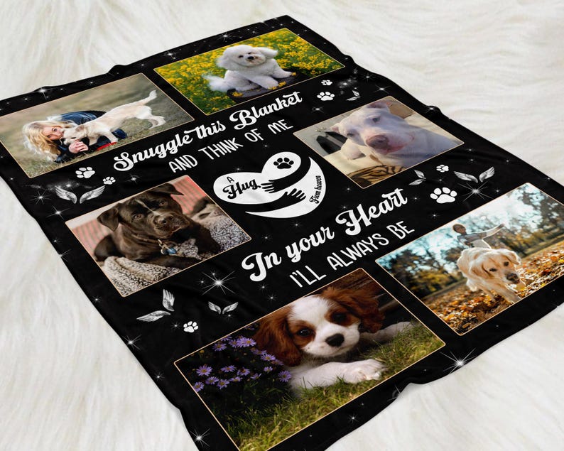 Personalized Dog Photo Blanket, Pet Blanket with Pictures, Pet Memorial Gifts, Dog Loss Gift, Pet Loss Keepsake, Gift for Dog Mom Dog Dad