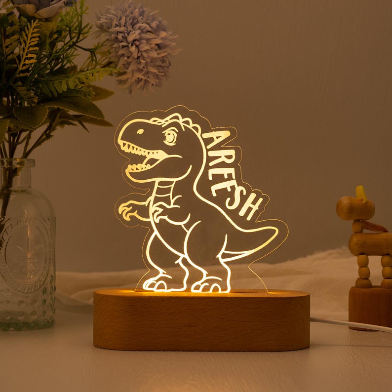 Personalized Dinosaur Night Light Room Decor,Custom Name Light Gifts for Kids,Cute Night Lamp,Kids Birthday Gift,Personalized Gifts