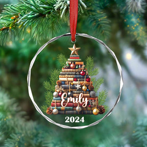 Personalized Christmas Book Tree Name Ornament, Book Club Ornament, Custom Bookish Ornament, Book Lover Gift, Bookworm Gifts, Librarian Gift