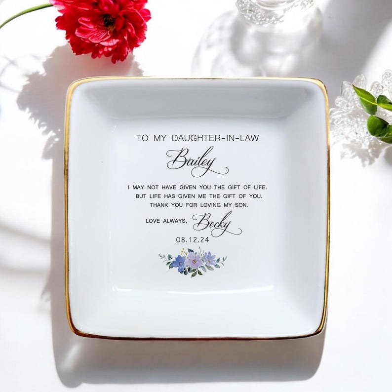 Custom Wedding Gifts for Bride From Mother-in-Law Ring Dish/Daughter-in-Law Gifts/Bride Gift From Mother of The Groom/Bonus Daughter Gift