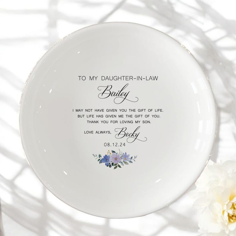 Custom Wedding Gifts for Bride From Mother-in-Law Ring Dish/Daughter-in-Law Gifts/Bride Gift From Mother of The Groom/Bonus Daughter Gift