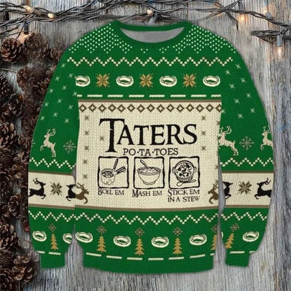 Taters Potatoes Ugly Christmas Sweater, LOTR Fans Sweater, Ugly Sweatshirt, Potatoes Sweater, Christmas Gift Sweatshirt, Xmas Ugly Sweater