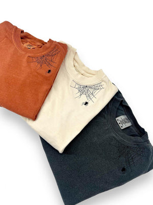 Embroidered Spider shirt, Halloween tshirt, Spooky Season, Spider shirt, Halloween, Extended sizes, Embroidery, Comfort colors, Spider il_794xN.6262450463_kmn1.jpg