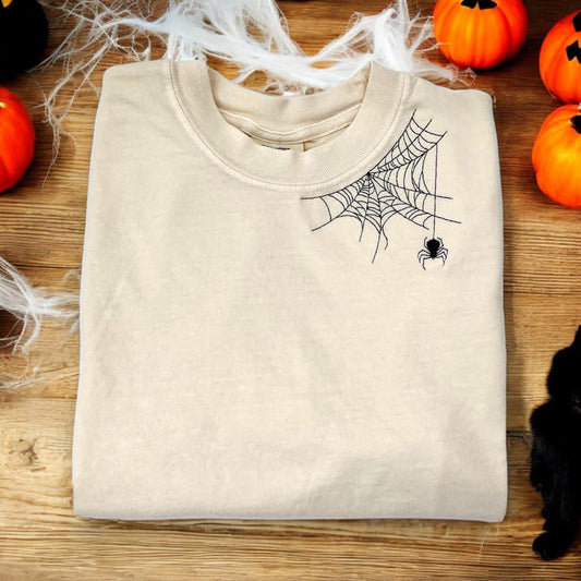 Embroidered Spider shirt, Halloween tshirt, Spooky Season, Spider shirt, Halloween, Extended sizes, Embroidery, Comfort colors, Spider il_794xN.6262450625_6lak.jpg