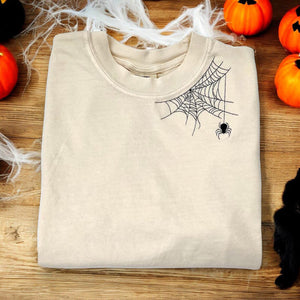 Embroidered Spider shirt, Halloween tshirt, Spooky Season, Spider shirt, Halloween, Extended sizes, Embroidery, Comfort colors, Spider il_794xN.6262450625_6lak.jpg