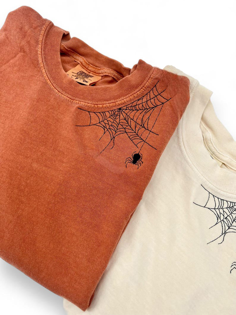 Embroidered Spider shirt, Halloween tshirt, Spooky Season, Spider shirt, Halloween, Extended sizes, Embroidery, Comfort colors, Spider il_794xN.6262450933_p8sp.jpg