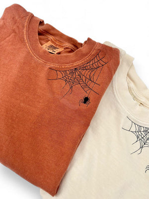 Embroidered Spider shirt, Halloween tshirt, Spooky Season, Spider shirt, Halloween, Extended sizes, Embroidery, Comfort colors, Spider il_794xN.6262450933_p8sp.jpg