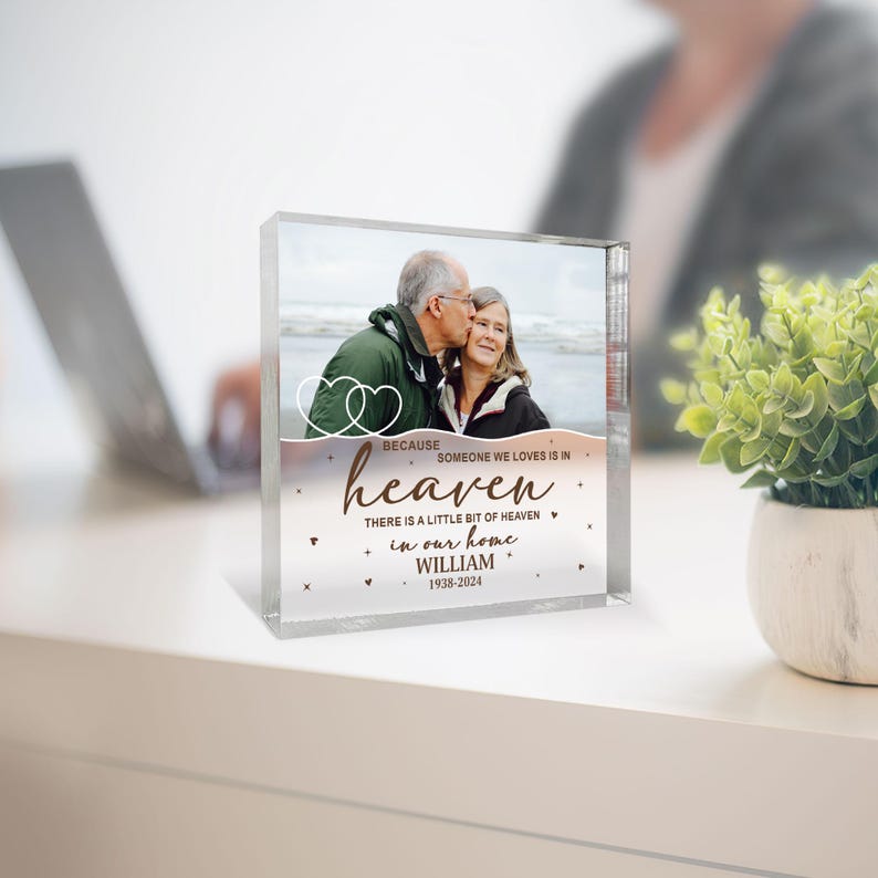 Personalized Memorial Acrylic Photo Block, Sympathy Gifts for Family, Bereavement Keepsake,Custom Memorial Photo Plaque Gifts for Loved Ones