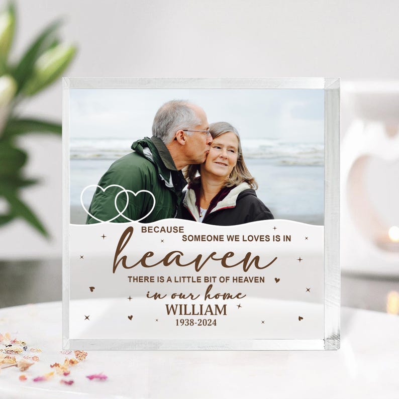 Personalized Memorial Acrylic Photo Block, Sympathy Gifts for Family, Bereavement Keepsake,Custom Memorial Photo Plaque Gifts for Loved Ones