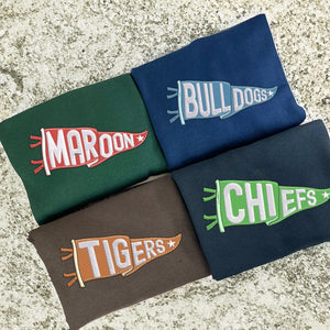 Custom Embroidered Pennant Shirt, Custom High School College Football Sweatshirt with College Name, Game Day Shirt, Football Team Shirt Gift