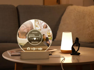 Song Plaque, Valentines Gift, Anniversary Gifts for Him Personalized, Photo Night Light, Custom Music Plaque with Photos Music Lover Gift
