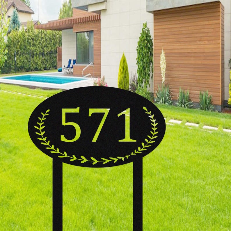 Custom Lawn Address Sign,Metal House Numbers for Yard,Personalized Address Yard Stake,Driveway House Number Sign,Address Number Sign Stake