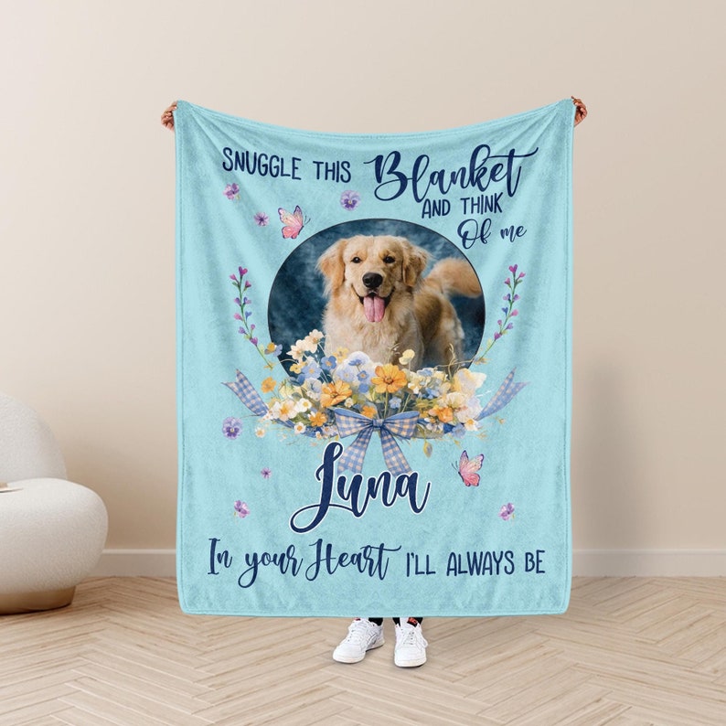 Personalized Dog Photo Blanket, Pet Blanket with Pictures, Pet Memorial Gifts, Dog Loss Gift, Pet Loss Keepsake, Gift for Dog Mom Dog Dad