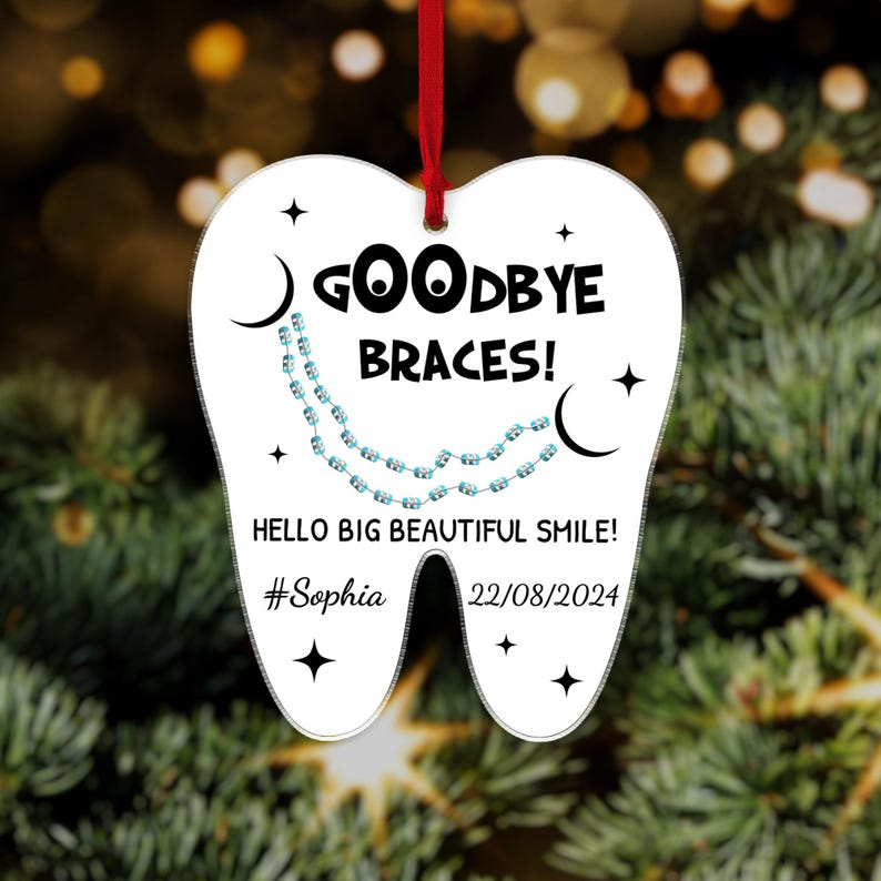 Goodbye Braces Gift, Dental hygienist gift, Personalized Braces Ornament, Orthodontist Gift, Custom Dentist Name, Dentist Gift ,Kids Braces