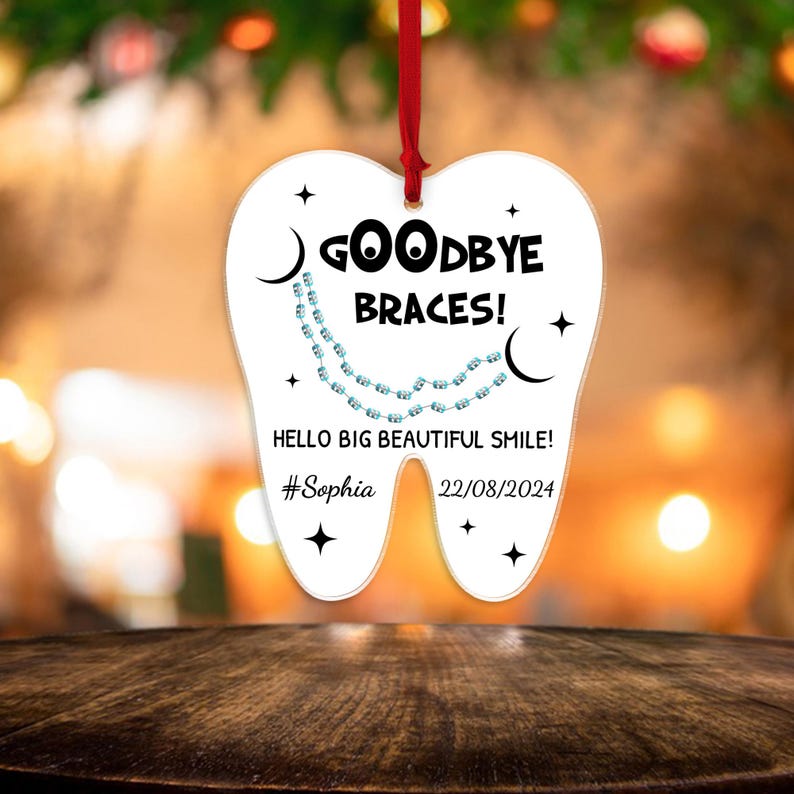 Goodbye Braces Gift, Dental hygienist gift, Personalized Braces Ornament, Orthodontist Gift, Custom Dentist Name, Dentist Gift ,Kids Braces