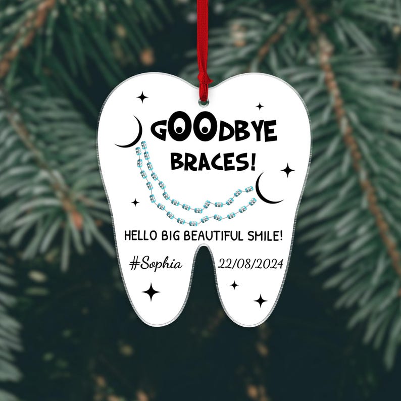 Goodbye Braces Gift, Dental hygienist gift, Personalized Braces Ornament, Orthodontist Gift, Custom Dentist Name, Dentist Gift ,Kids Braces