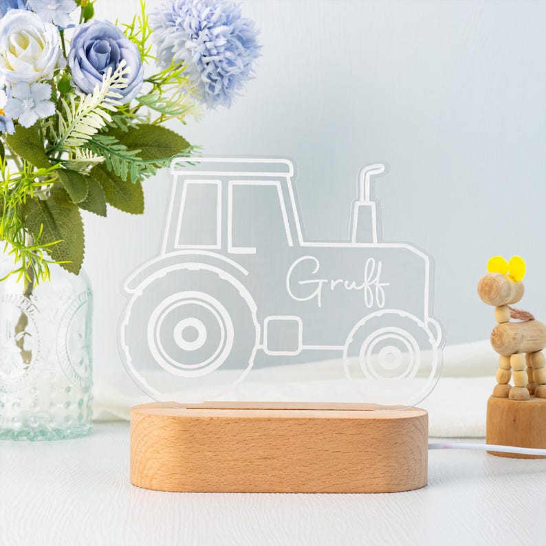 Personalised Tractor Night Light,Nursery Decor,Kids Gift,Night Light,Children's Night Light,Digger Light,Tractor Light,Holiday Gift for Boy