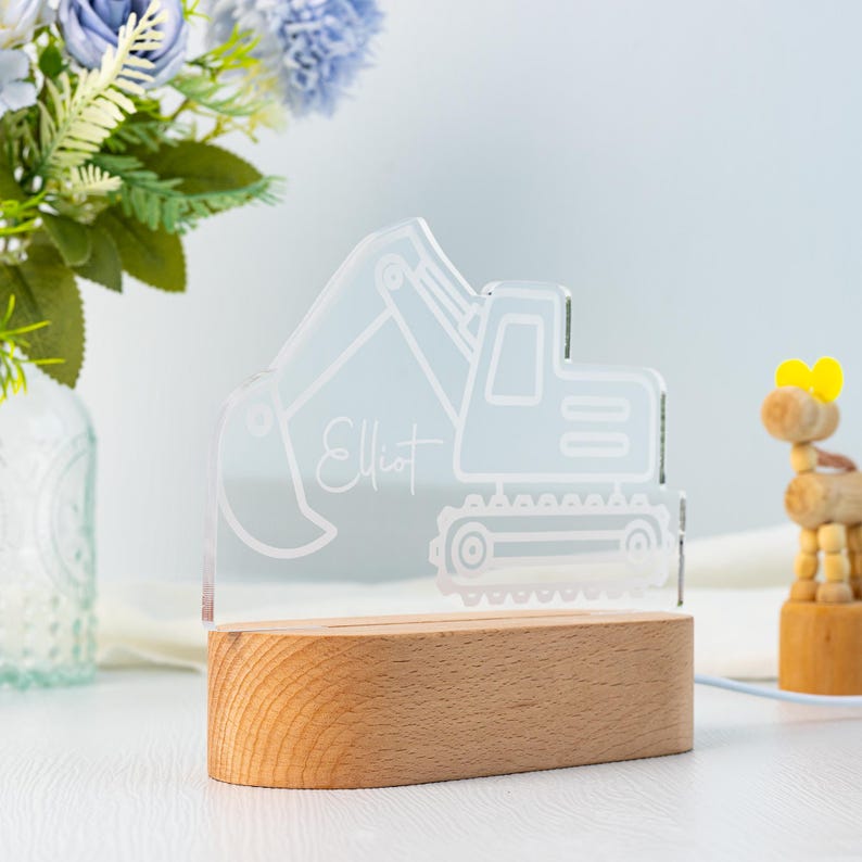 Personalised Tractor Night Light,Nursery Decor,Kids Gift,Night Light,Children's Night Light,Digger Light,Tractor Light,Holiday Gift for Boy