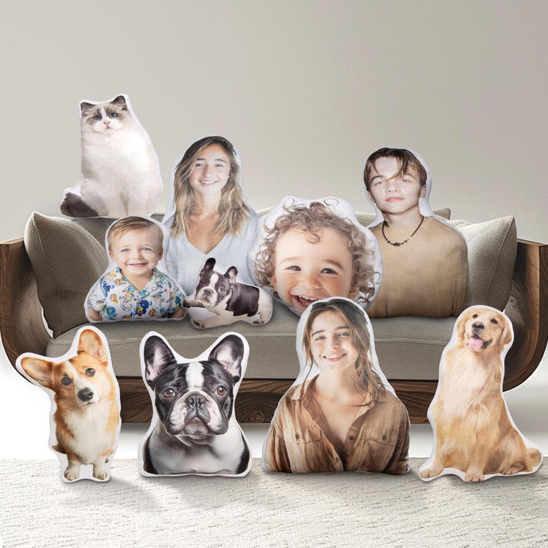 Personalized 3D Pillow with Face Custom Picture Pillow Dog Cat Shaped Throw Pillow Custom Face Ugly Pillow Gift For Dad Mom Her Him