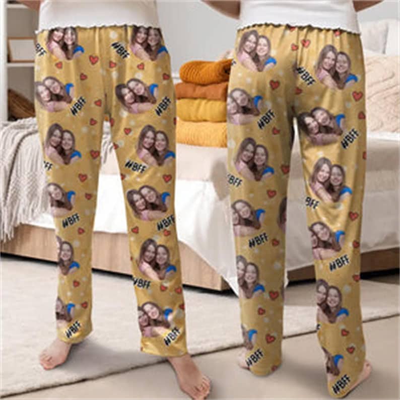 Custom Photo Besties Sisters Hashtag - Personalized Pajama Pants - Best Friend Matching Pants - BFF Pants