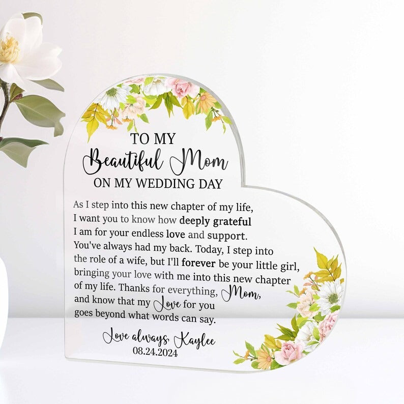 Personalized Mother of the Bride Gift from Daughter, Custom Acrylic Plaque for Bride Mother, Wedding Keepsake Gifts for Mother of the Bride