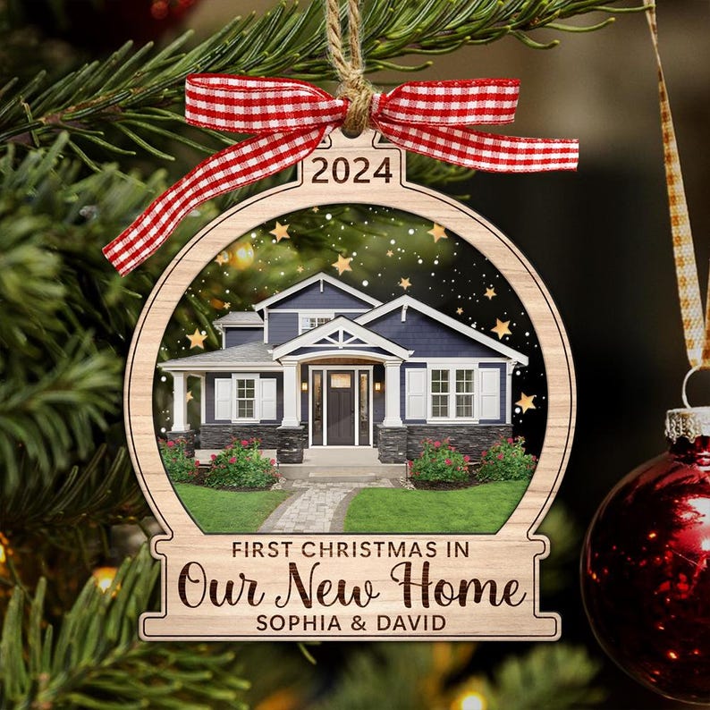 Personalized New Home Ornament, Custom Home Photo Ornament, Housewarming Christmas Gift, New House Gifts, Keepsake Gift For Newlywed Couples