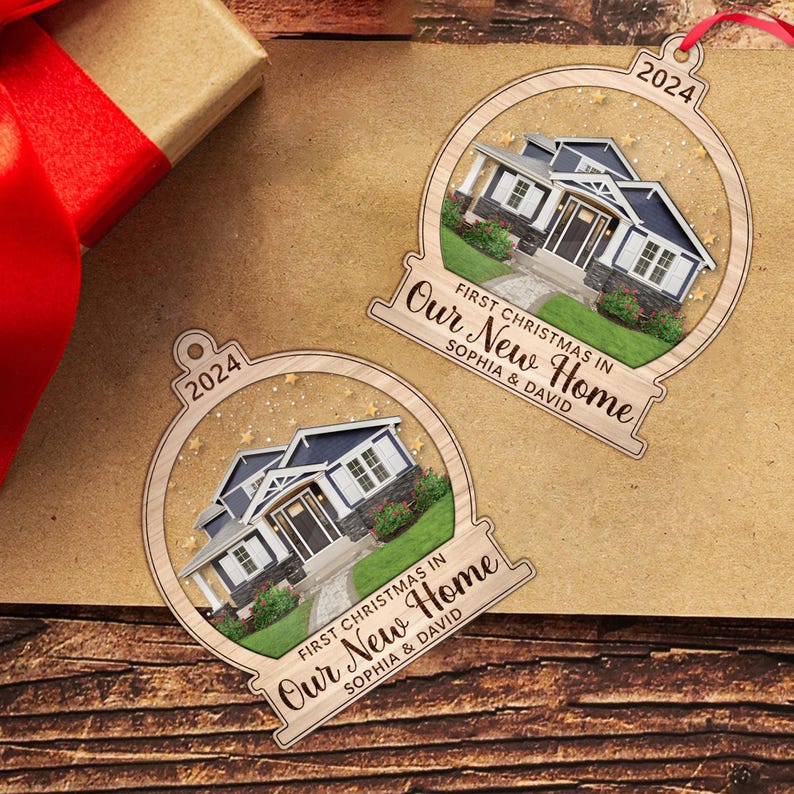 Personalized New Home Ornament, Custom Home Photo Ornament, Housewarming Christmas Gift, New House Gifts, Keepsake Gift For Newlywed Couples