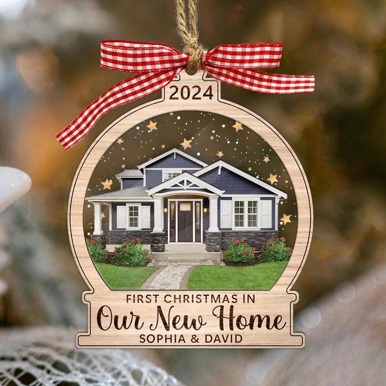 Personalized New Home Ornament, Custom Home Photo Ornament, Housewarming Christmas Gift, New House Gifts, Keepsake Gift For Newlywed Couples