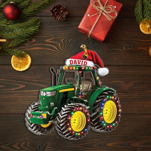 Personalized Tractor Christmas 2d Flat Ornament, Tractor Flat Ornament, Custom Name Tractor Ornament For Tractor Driver, Farmer Christmas