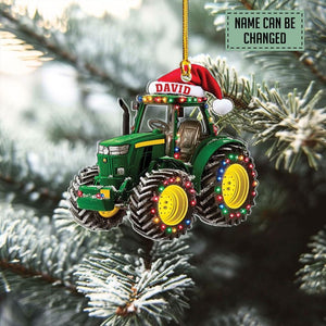 Personalized Tractor Christmas 2d Flat Ornament, Tractor Flat Ornament, Custom Name Tractor Ornament For Tractor Driver, Farmer Christmas
