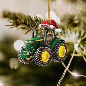Personalized Tractor Christmas 2d Flat Ornament, Tractor Flat Ornament, Custom Name Tractor Ornament For Tractor Driver, Farmer Christmas