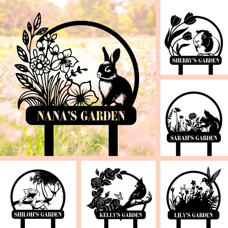 Custom Your Garden Sign, Personalized Animal Metal Garden Sign, Gardener Name Sign, Gardener Gift, Yard Sign Yard Decor,Gift for Mom Grandma