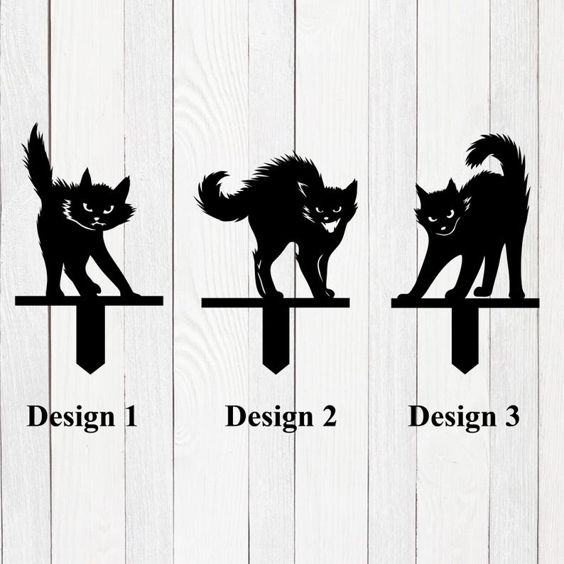 Black Cat Metal Yard Stake, Halloween Decor Outdoor Scardy Cat Creepy Cat Yard Stake, Black Cat Decor, Metal Cat Sign Halloween Yard Decor