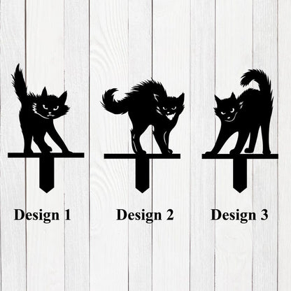 Black Cat Metal Yard Stake, Halloween Decor Outdoor Scardy Cat Creepy Cat Yard Stake, Black Cat Decor, Metal Cat Sign Halloween Yard Decor