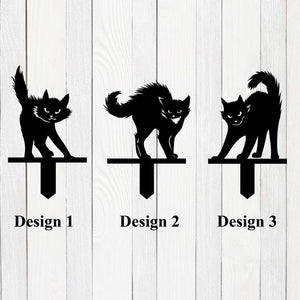 Black Cat Metal Yard Stake, Halloween Decor Outdoor Scardy Cat Creepy Cat Yard Stake, Black Cat Decor, Metal Cat Sign Halloween Yard Decor