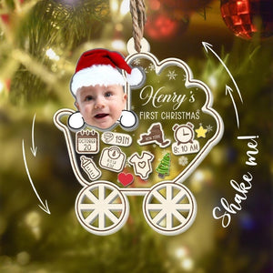 Personalized Baby's First Christmas Ornament 2024, Custom New Baby Gift, 4D Shake Babies Ornament, Baby Shower Gift, Baby Name Xmas Keepsake