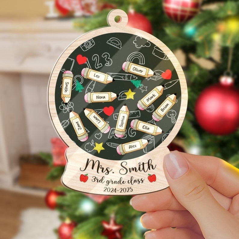 Personalized Teacher Shaker Ornament, Student Gift, Teacher