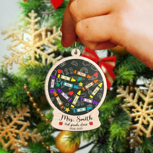 Personalized Teacher Shaker Ornament, Student Gift, Teacher Christmas Ornament, Custom Gift For Teacher 2024, For Teacher's Desk or Tree