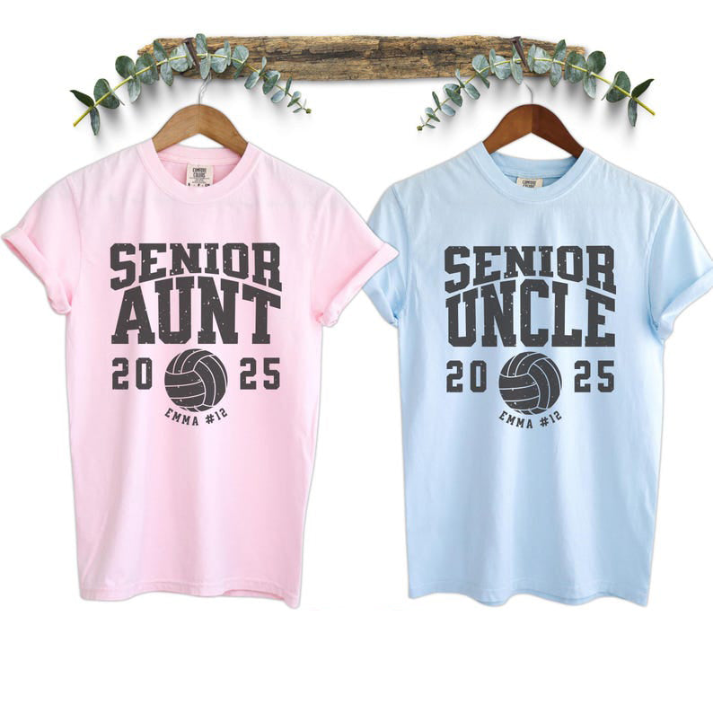 Matching Senior Volleyball Mom Shirt Senior Volleyball Dad Shirt, Custom Name Number Year, Class of 2025 Grad Parents Gift