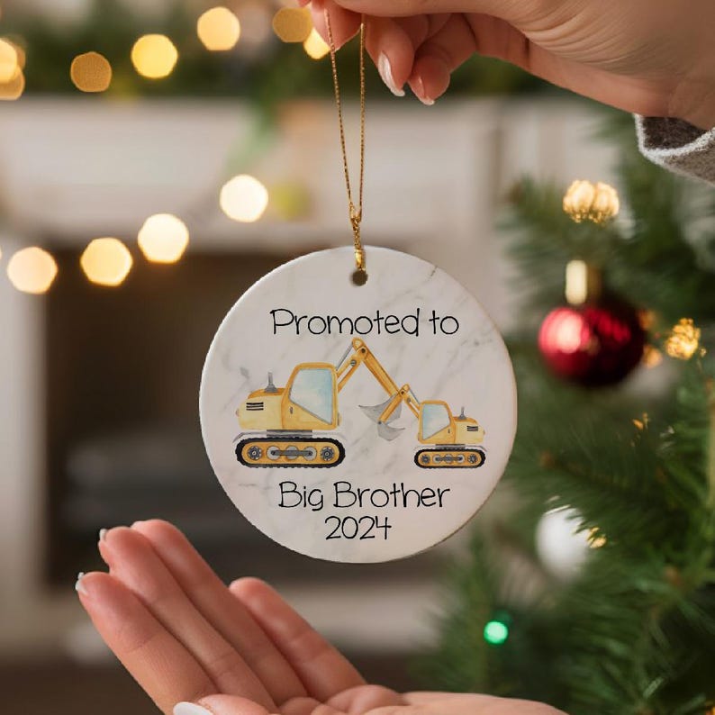 Promoted To Big Brother Big Sister New Baby Ceramic Christmas Ornament With Gift Box