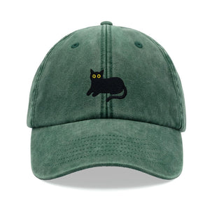Black Cat Lying Down Baseball Cap Vintage Washed Cotton Unisex Dad Hat Adjustable Funny Faded Sports Sun Summer Holiday Funny Cat Lady Man il_794xN.6266341251_r1ty.jpg