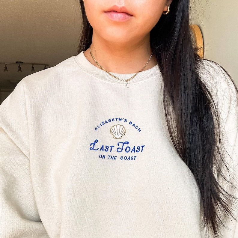 Custom Bachelorette Sweatshirt embroidered, luxury social club, bridal party gift, personalized wedding crewnecks, custom girls trip merch