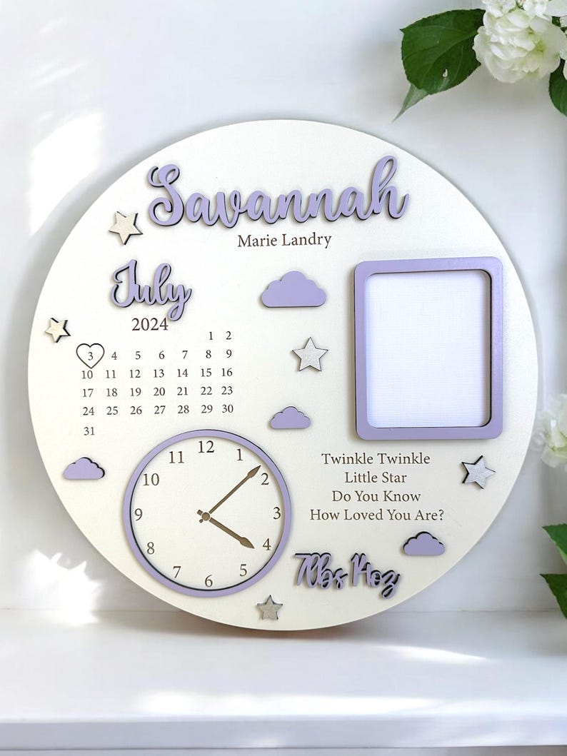 Baby Photo Keepsake Gift, Baby Birth Announcement, Newborn Gift, Personalised Newborn Frame, Birth Announcement Plaque, Babyshower Gifts