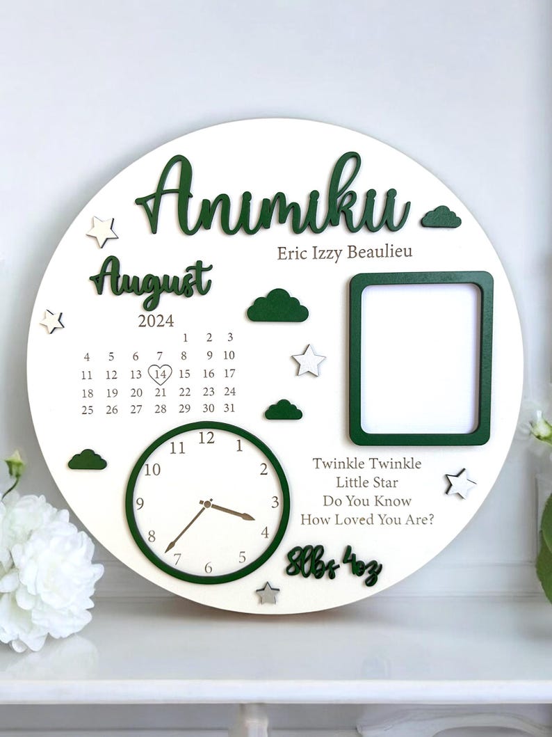 Baby Photo Keepsake Gift, Baby Birth Announcement, Newborn Gift, Personalised Newborn Frame, Birth Announcement Plaque, Babyshower Gifts