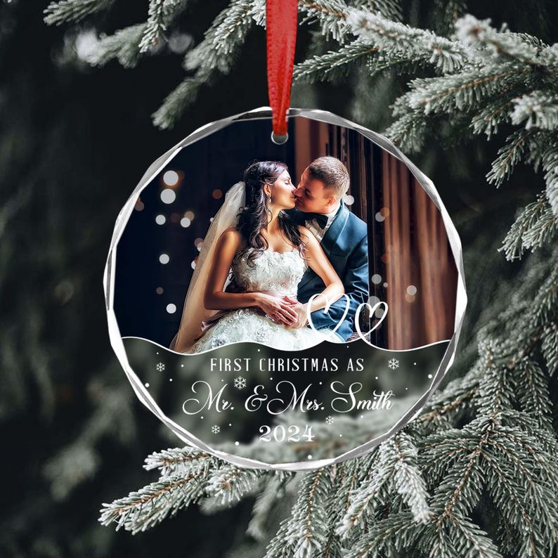 Personalised Our First Christmas As Mr & Mrs Ornament, First Christmas As Mr And Mrs, Photo Newlywed Christmas Gift, Mr And Mrs Decoration